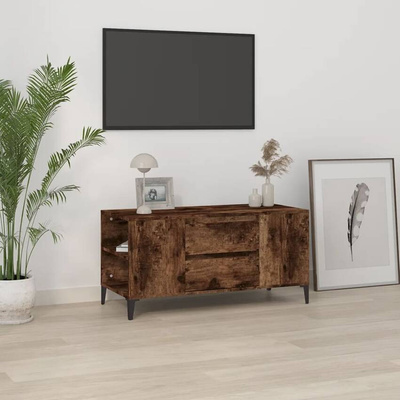 Szafka pod TV, przydymiony dąb, 102x44,5x50 cm vidaXL