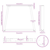 Nogi do stołu jadalnego w kształcie litery V 3 szt. Naturalna stal 70x(72-73,3) cm Stal
