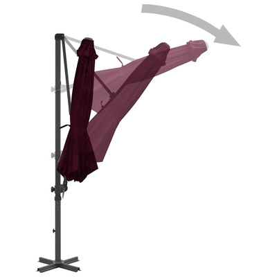 vidaXL Parasol wiszący z aluminiowym słupkiem, czerwony, 300 cm