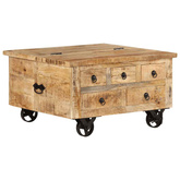 Stolik kawowy, chropowate drewno mango, 70 x 70 x 40 cm