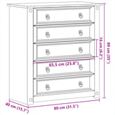 Komoda Corona, 80x40x89 cm, lite drewno sosnowe