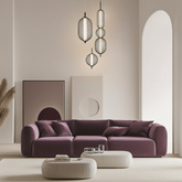 Lampa wisząca druciana PUMA z kloszami kulami 14 x 38 cm – designerskie oświetlenie salonu LED 3000K
