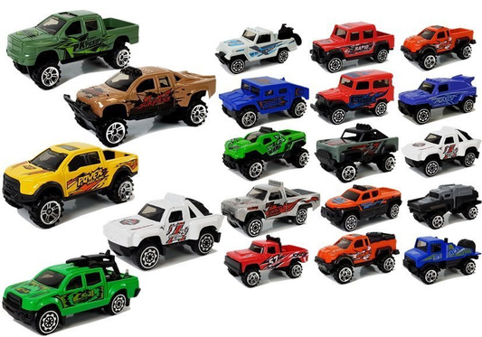 Zestaw Auta Terenowe Jeep Resoraki  Różne Kolory 20 Sztuk