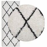 vidaXL Dywan z długim włosiem PAMPLONA, kremowo-czarny, 80x200 cm