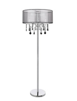 Lampa podłogowa chromowa / czarna z kryształkami Sottile Candellux 53-73945