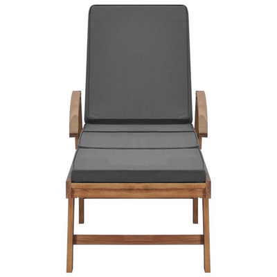 vidaXL Leżaki z poduszkami, 2 szt., lite drewno tekowe, ciemnoszare