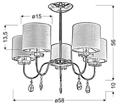 Lampa sufitowa wisząca chromowa żyrandol 5x40W Estera Candellux 35-11671