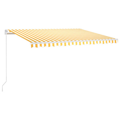 Ręcznie zwijana markiza z LED, 450x350 cm, żółto-biała