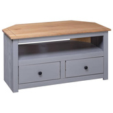 vidaXL Narożna szafka pod TV, szara, 93x49x49 cm, sosna, seria Panama