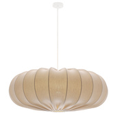 Lampa wisząca CAFEE' skandynawska z abażurem beżowym frappe 66 cm - nowoczesne oświetlenie sufitowe do salonu i jadalni E27