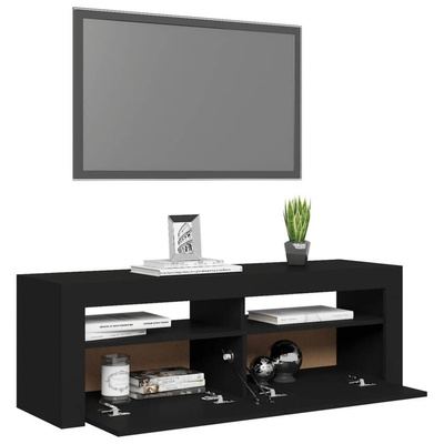 vidaXL Szafka pod TV z oświetleniem LED, czarna, 120x35x40 cm