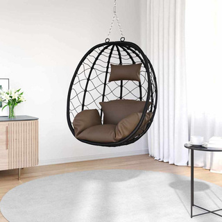 Wiszące krzesło jajo kawowy 91,5 x 54,5 x 107 cm polirattan