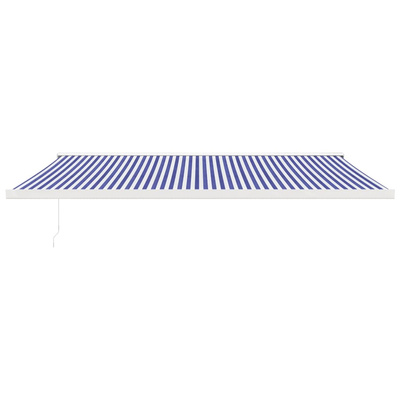 Zwijana markiza, niebiesko-biała, 5x3 m, tkanina i aluminium