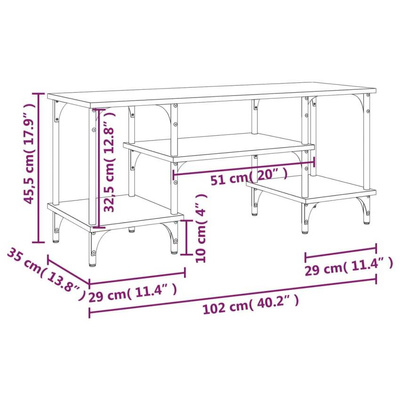 vidaXL Szafka pod TV, szary dąb sonoma, 102x35x45,5 cm