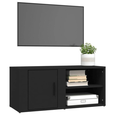 vidaXL Szafka pod TV, czarna, 80x31,5x36 cm, materiał drewnopochodny