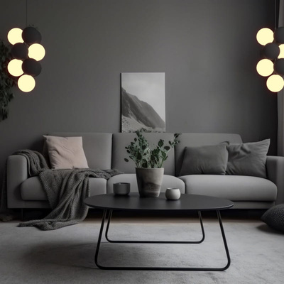 Lampa wisząca Szklana 4 kule świetlne i 6 kul dzwiekochłonnych Szarych 4xG9 60 cm Abruzzo Vino