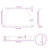 Nogi do stolika kawowego w kształcie litery V 2 szt. Naturalna stal 60x(30-31,3) cm Stal