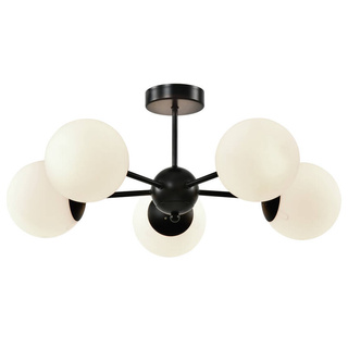 Calari lampa wisząca czarny 5x40W E14 klosz biały 35-37466