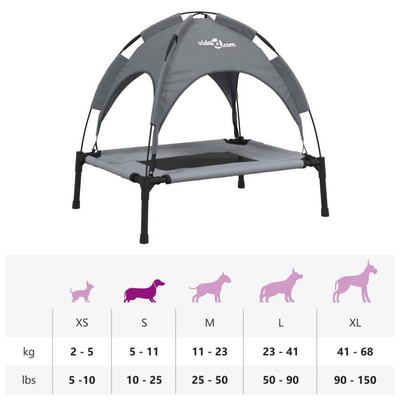 vidaXL Legowisko dla psa, z baldachimem, antracytowe, tkanina i stal