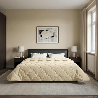 Zimowa Kołdra Kremowy 240 x 260 cm Mikrofibra i Fleece Teddy