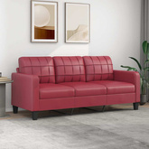 3-osobowa sofa, winna czerwień, 180 cm, sztuczna skóra