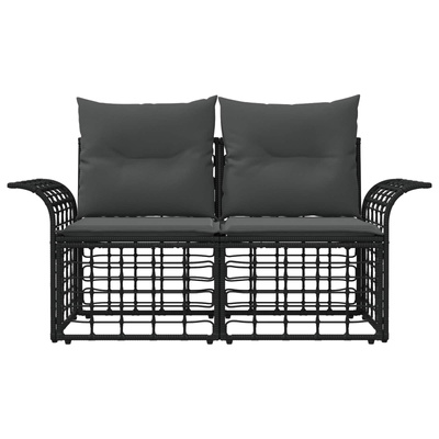Ogrodowy loveseat 2 szt. 2-Liczba miejsc Czarny i Ciemnoszary