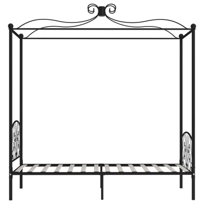 vidaXL Rama łóżka z baldachimem, czarna, metalowa, 100 x 200 cm