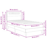 Ramka łóżka z paskami LED Czarny 90 x 200 cm Ekoskóra