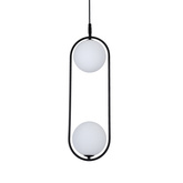 Lampa wisząca CORDEL elegancka - czarna z białymi kloszami kulkami - nowoczesne oświetlenie salonu 2x G9 LED