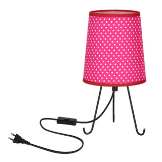 Lampka nocna Smally czarna z abażurem różowym w kropki E14