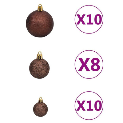 vidaXL Sztuczna choinka z lampkami i bombkami, zielona, 240 cm