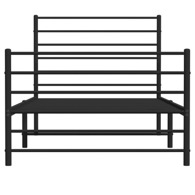Metalowa rama łóżka z wezgłowiem i zanóżkiem, czarna, 80x200 cm wariant 6