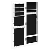 vidaXL Wisząca szafka na biżuterię, z lustrem, biała, 30x8,5x90 cm