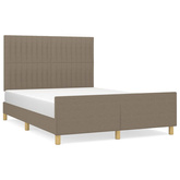vidaXL Rama łóżka z zagłówkiem, taupe, 140x190 cm, obita tkaniną