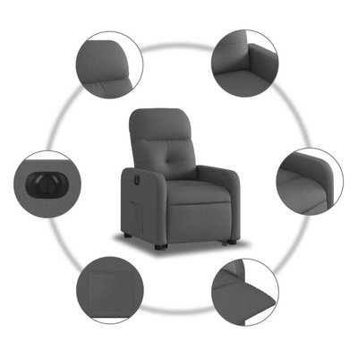 vidaXL Podnoszony fotel masujący, elektryczny, rozkładany, ciemnoszary