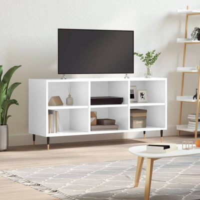 vidaXL Szafka pod TV, biała, wysoki połysk, 103,5x30x50 cm