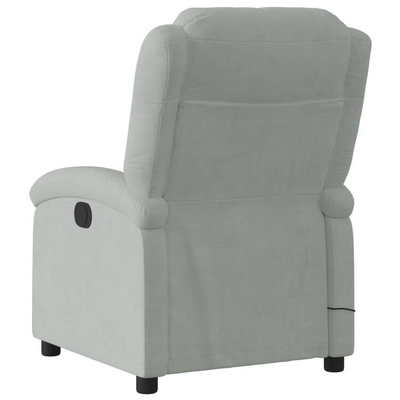 vidaXL Rozkładany fotel masujący, jasnoszary, obity aksamitem model standard