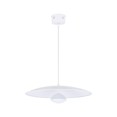 Lampa wisząca LUND 48 cm minimalistyczna – biały klosz talerz - skandynawska lampa do jadalni i salonu LED