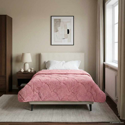 Letni Kołdra Różowy 155 x 200 cm Mikrofibra i Fleece Teddy