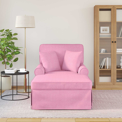 Chaise Lounge z Fartuszkiem 3 szt. Różowy tkanina