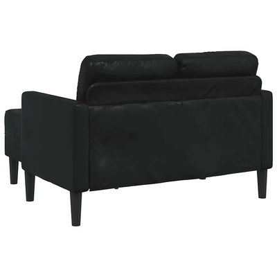 Sofa 2-osobowa z szezlongiem w kształcie litery L, czarna, 125 cm, skóra ekologiczna