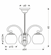 Lampa wisząca Tores szklana 3-punktowa do salonu i jadalni patynowa