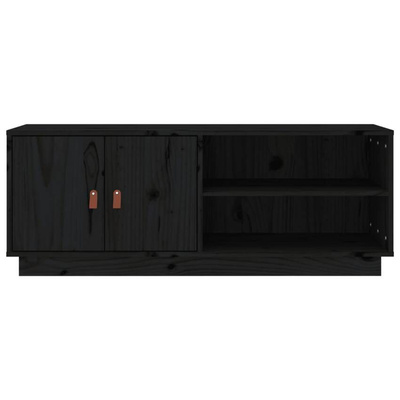 vidaXL Szafka pod TV, czarna, 105x34x40 cm, lite drewno sosnowe