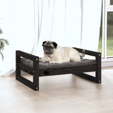 vidaXL Legowisko dla psa, czarne, 65,5x50,5x28 cm, lite drewno sosnowe