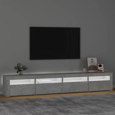 vidaXL Szafka pod TV z oświetleniem LED, szarość betonu, 240x35x40 cm