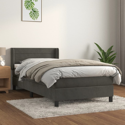 vidaXL Łóżko kontynentalne z materacem, ciemnoszary aksamit, 80x200 cm wariant 11