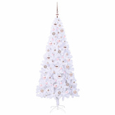 Sztuczna choinka z 300 diodami LED Biały 180 cm PVC i stal