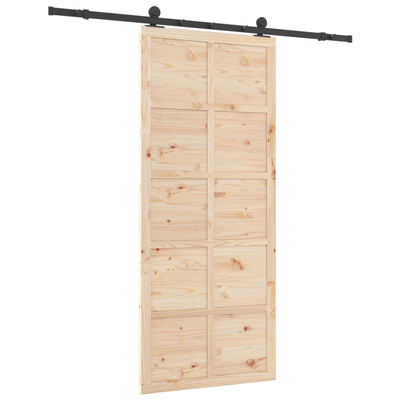 Drzwi przesuwne 80 x 208 cm Lite drewno sosnowe naturalny