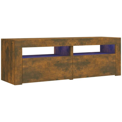vidaXL Szafka pod TV z oświetleniem LED, przydymiony dąb, 120x35x40 cm