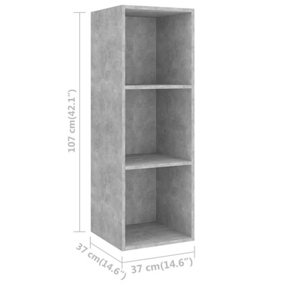vidaXL Wisząca szafka pod TV, szarość betonu, 37x37x107 cm